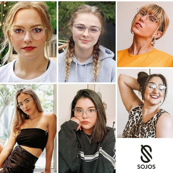 SOJOS Blue Light Blocking Glasses Small Cat Eye Women Computer Eyeglasses - Picture 6 of 15